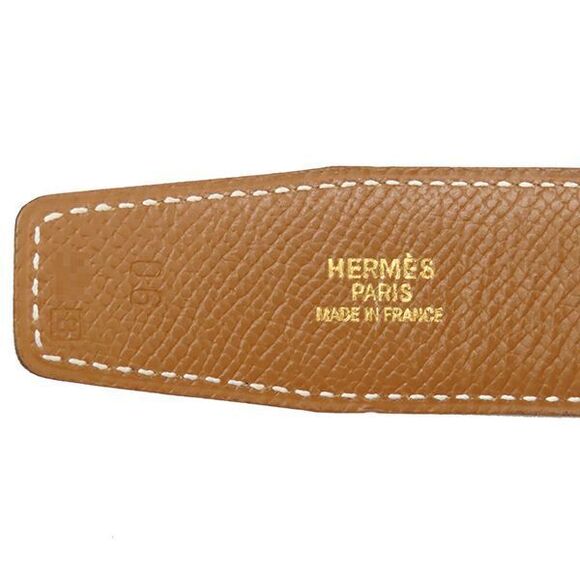 Hermes Belt Horse Buckle #90 Box Calf Vogue River Black And Gold #90 Gold - Picture 10 of 10